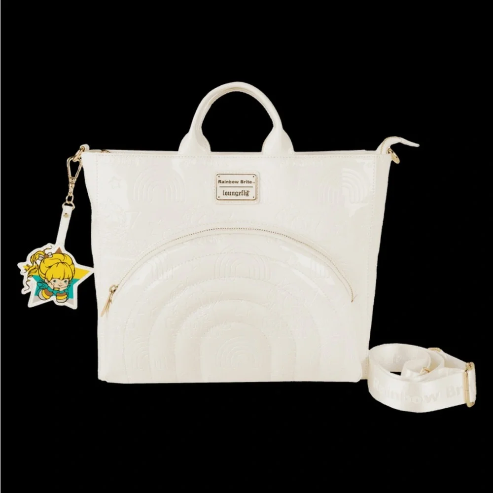 Loungefly Rainbow Brite Iridescent Convertible Tote and Bag Charm NWT